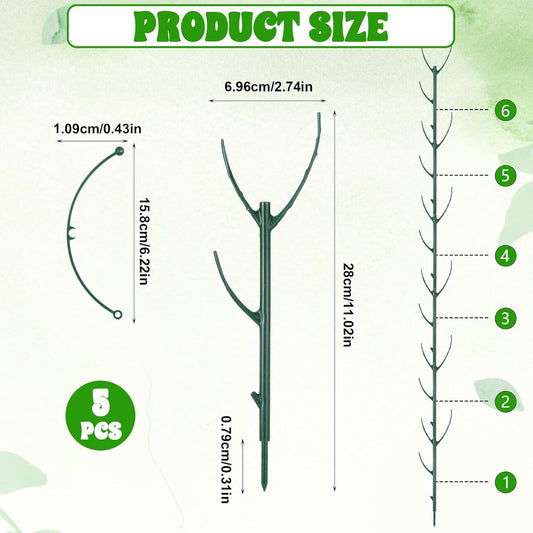 5Pcs Stackable Monstera Plant Support Stake Stem Holder Structures Frame & Plant Cage Support Ring for Sphagnum Twig Trellis Indoor Outdoor Potted Plants Stick for Vine Training & Stem Stabilization