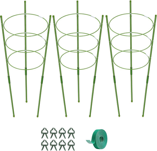 3 Pack Tomato Cage for Pots Plant Support, Upgrade 36 Inches Tomato Cages for Garden, Pepper Cage Trellis Kit with Plant Tie and Clips (36")