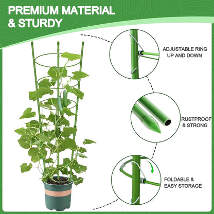 3 Pack Tomato Cage for Pots Plant Support, Upgrade 36 Inches Tomato Cages for Garden, Pepper Cage Trellis Kit with Plant Tie and Clips (36")
