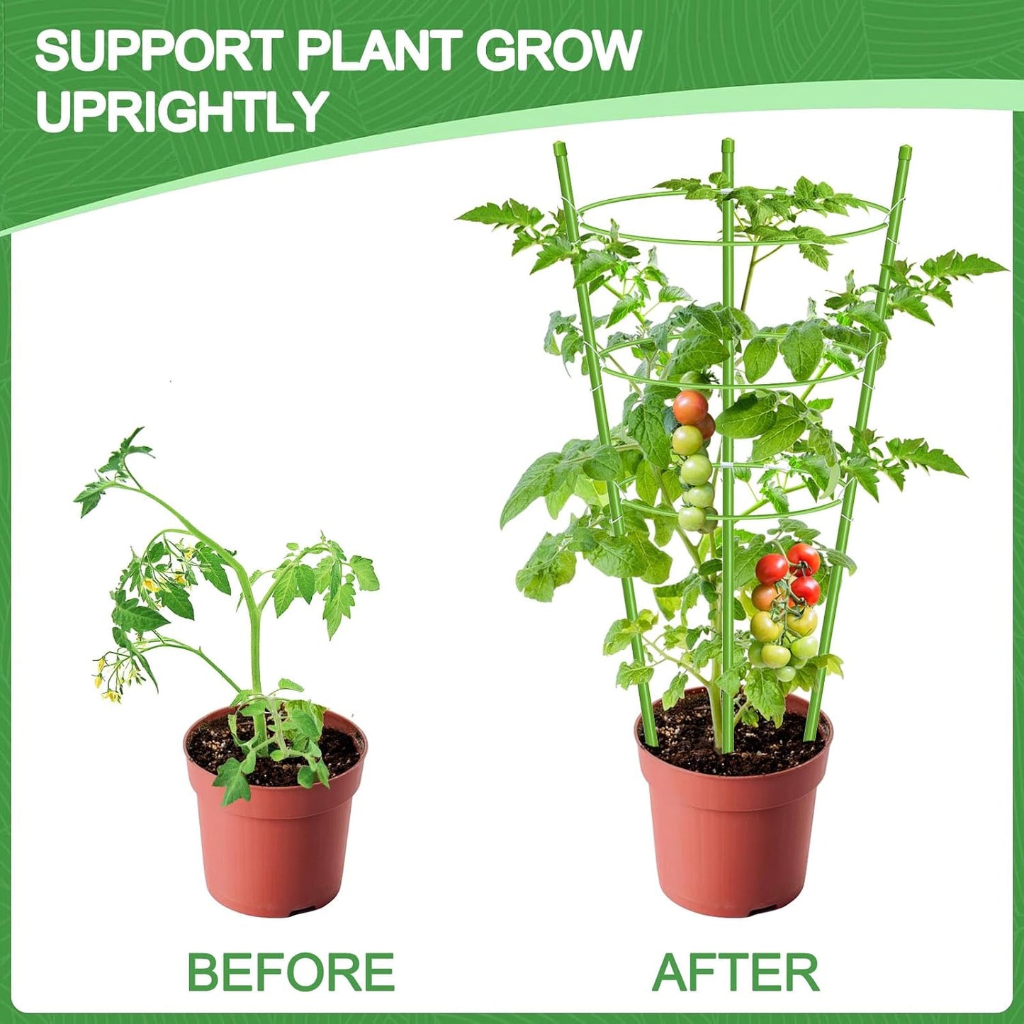3 Pack Tomato Cage for Pots Plant Support, Upgrade 36 Inches Tomato Cages for Garden, Pepper Cage Trellis Kit with Plant Tie and Clips (36")