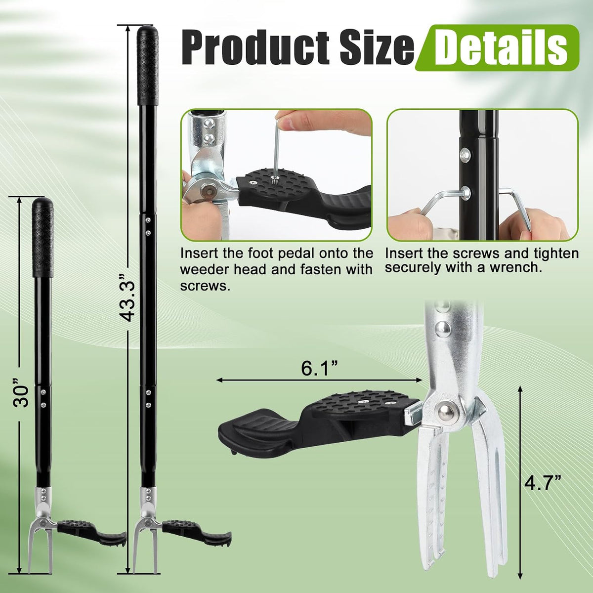39" Stand Up Weed Puller Tool - Heavy Duty Detachable 3-Claw Weeder with Ergonomic Long D-Handle | Tools for Effortless Garden Weed Removal (Dandelions, Thistles & More)