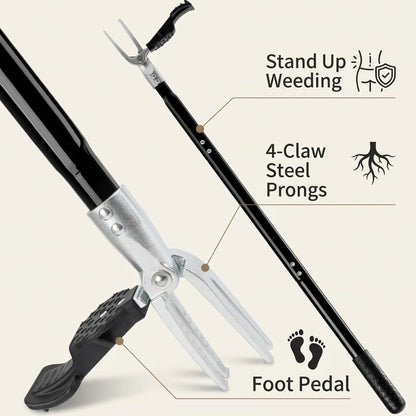 39" Stand Up Weed Puller Tool - Heavy Duty Detachable 3-Claw Weeder with Ergonomic Long D-Handle | Tools for Effortless Garden Weed Removal (Dandelions, Thistles & More)