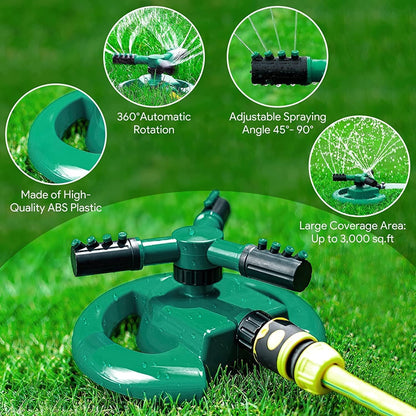 Garden Sprinkler 360 Degrees Adjustable Rotation Lawn Sprinkler Oscillating Water for Yard Large Area Plant Irrigation and Kids Playing (Sea Green)