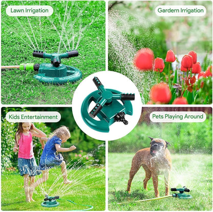 Garden Sprinkler 360 Degrees Adjustable Rotation Lawn Sprinkler Oscillating Water for Yard Large Area Plant Irrigation and Kids Playing (Sea Green)