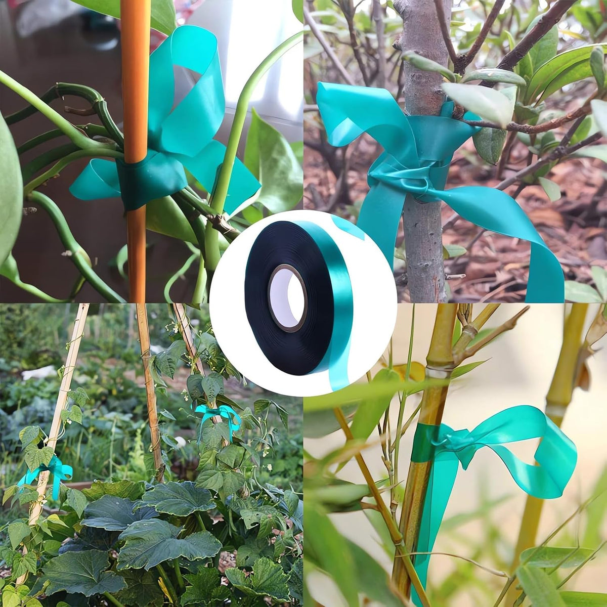 3 Rolls 150 Feet Stretch Tie Tape 0.5 Inch Garden Tie Tape Thick Plant Ribbon Garden Green Vinyl Stake for Indoor Outdoor Patio Plant Use