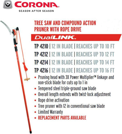 TP 4210 DualLink Tree Saw and Pruner, 10 Feet,Red