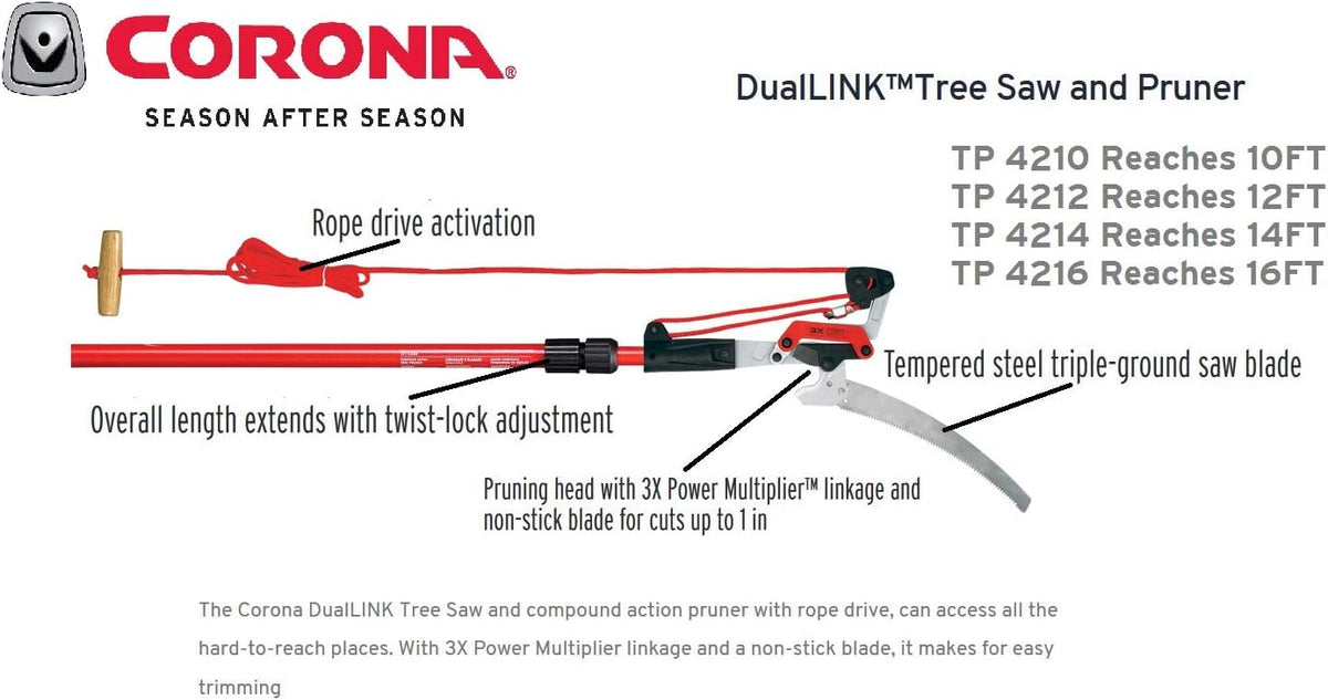 TP 4210 DualLink Tree Saw and Pruner, 10 Feet,Red