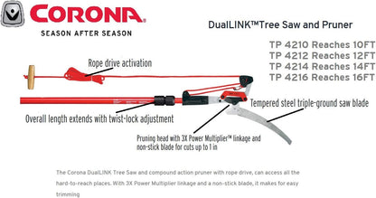 TP 4210 DualLink Tree Saw and Pruner, 10 Feet,Red