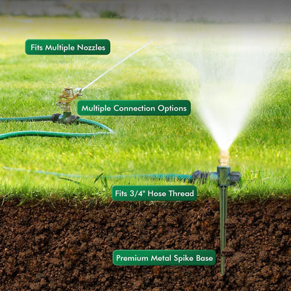 Sprinkler Stake 3 Pack Zinc Alloy Lawn Sprinkler Spike Base