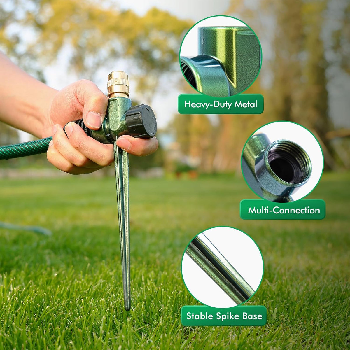 Sprinkler Stake 3 Pack Zinc Alloy Lawn Sprinkler Spike Base