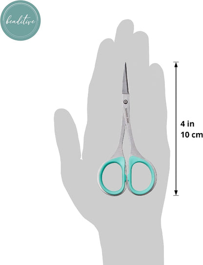 Sewing and Embroidery Scissors Set (2 pcs) Curved and Straight, Sharp, Stainless-Steel Design | Precision Tips, Ergonomic Rubber Handle Grip | Small, Compact DIY Use (Extra Sharp)