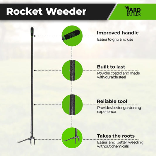 Rocket Weeder - Standing Weed Puller Tool, Solution to Weeding Woes, Stand Up Dandelion Puller & Weeder Tool for Garden - IRKT1000KDS