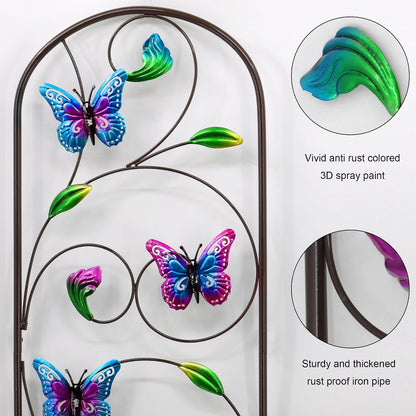 Set of 2 Metal Butterfly Garden Trellis for Climbing Plants, Decorative Vegetables Flowers Vine Trellis for Outdoor Patio, 60'' H x 12.5'' W, Elegant Design (Butterfly)