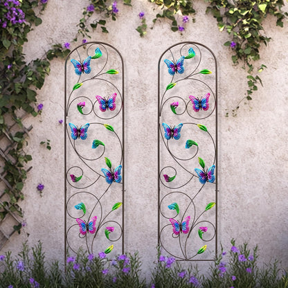 Set of 2 Metal Butterfly Garden Trellis for Climbing Plants, Decorative Vegetables Flowers Vine Trellis for Outdoor Patio, 60'' H x 12.5'' W, Elegant Design (Butterfly)