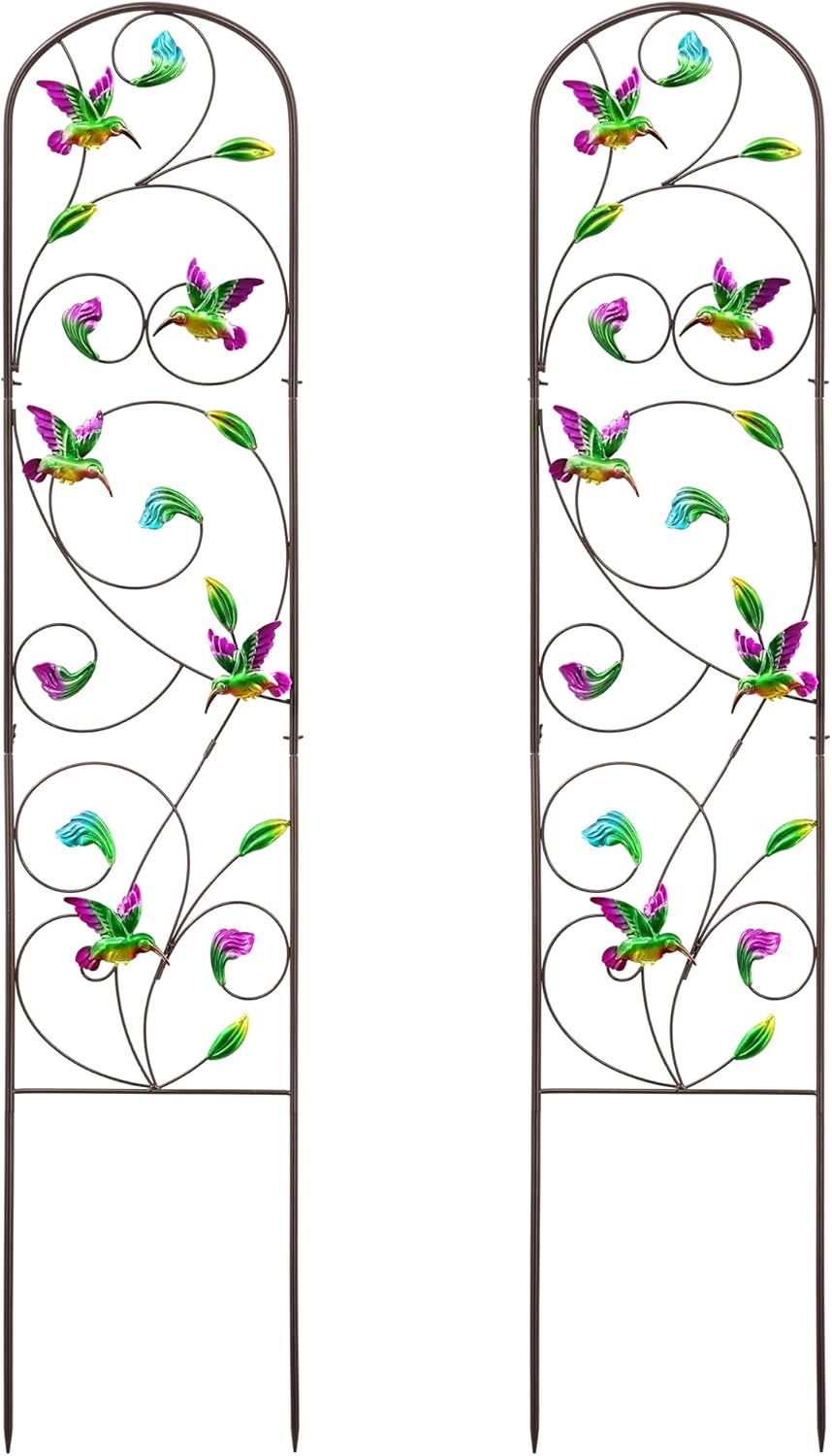 Set of 2 Metal Butterfly Garden Trellis for Climbing Plants, Decorative Vegetables Flowers Vine Trellis for Outdoor Patio, 60'' H x 12.5'' W, Elegant Design (Butterfly)