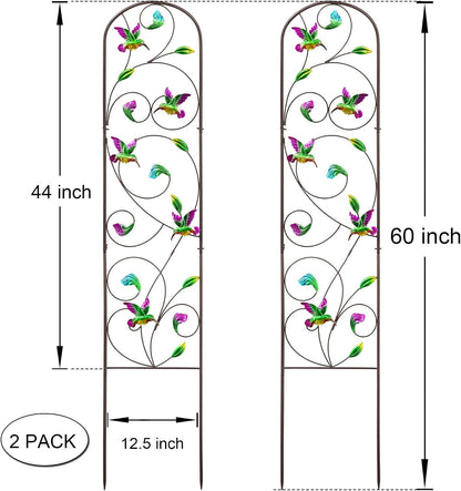Set of 2 Metal Butterfly Garden Trellis for Climbing Plants, Decorative Vegetables Flowers Vine Trellis for Outdoor Patio, 60'' H x 12.5'' W, Elegant Design (Butterfly)