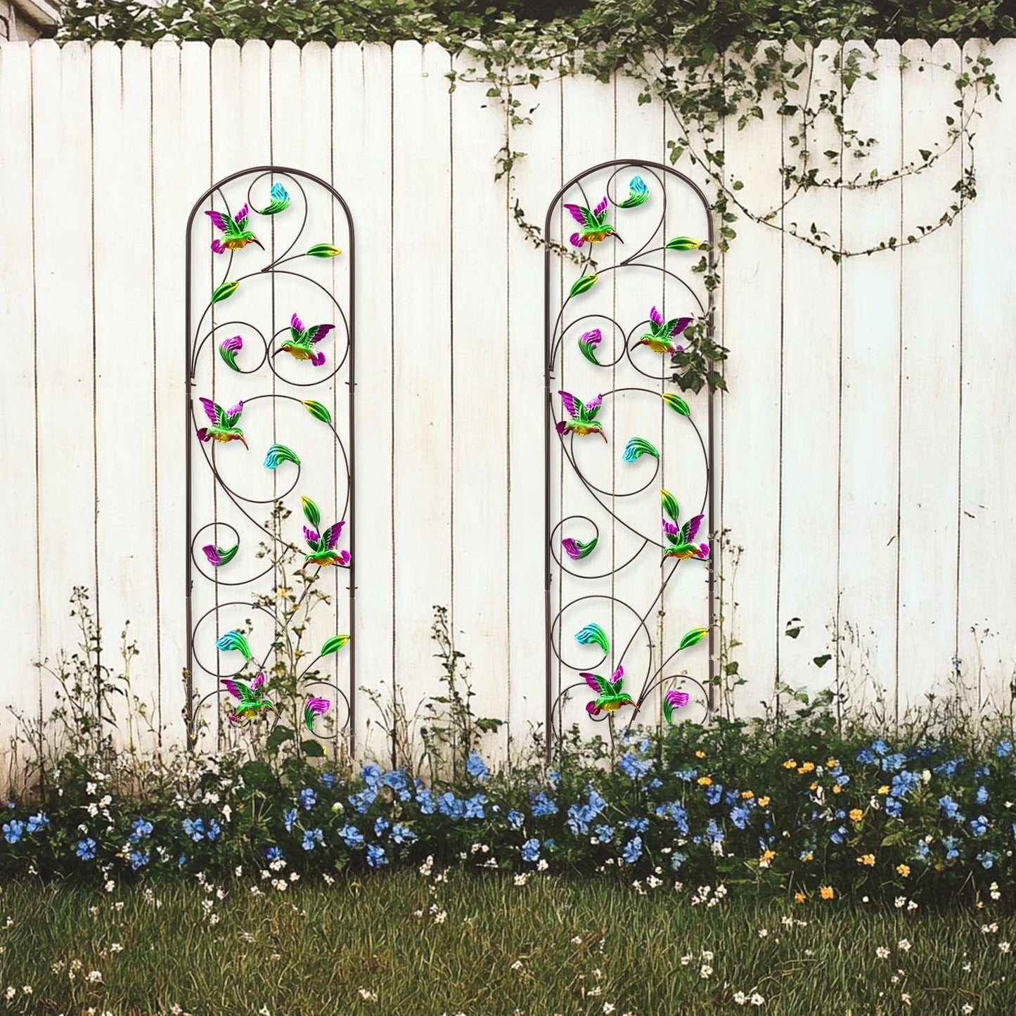Set of 2 Metal Butterfly Garden Trellis for Climbing Plants, Decorative Vegetables Flowers Vine Trellis for Outdoor Patio, 60'' H x 12.5'' W, Elegant Design (Butterfly)