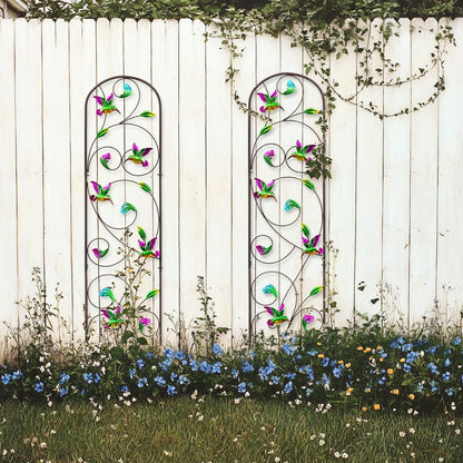 Set of 2 Metal Butterfly Garden Trellis for Climbing Plants, Decorative Vegetables Flowers Vine Trellis for Outdoor Patio, 60'' H x 12.5'' W, Elegant Design (Butterfly)