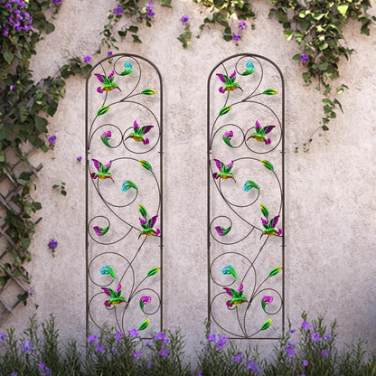 Set of 2 Metal Butterfly Garden Trellis for Climbing Plants, Decorative Vegetables Flowers Vine Trellis for Outdoor Patio, 60'' H x 12.5'' W, Elegant Design (Butterfly)