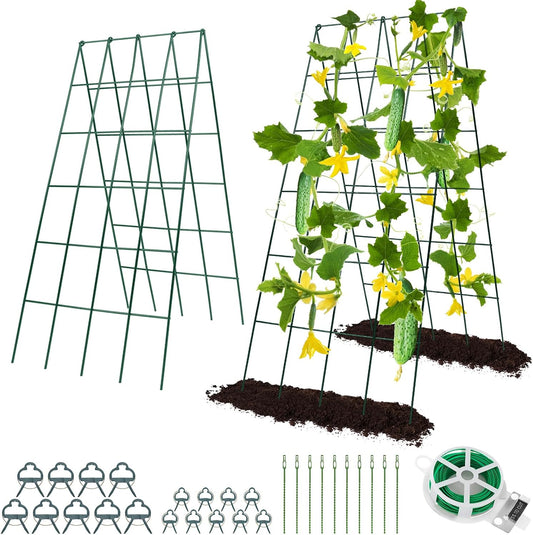 Cucumber Trellis for Raised Bed, Garden Trellis 16.5 x 40 Inch, Green
