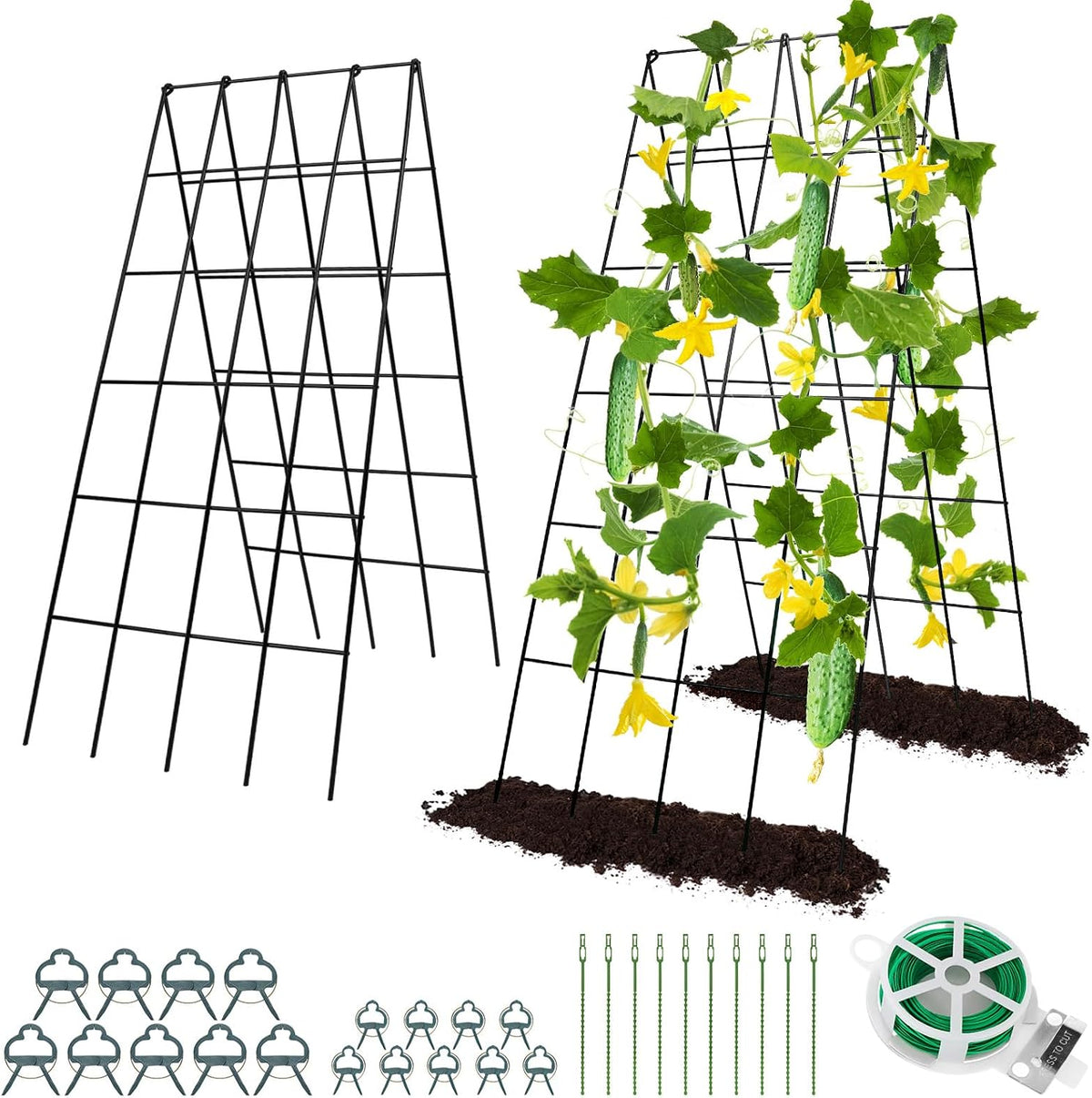 Cucumber Trellis for Raised Bed, Garden Trellis 16.5 x 40 Inch, Green