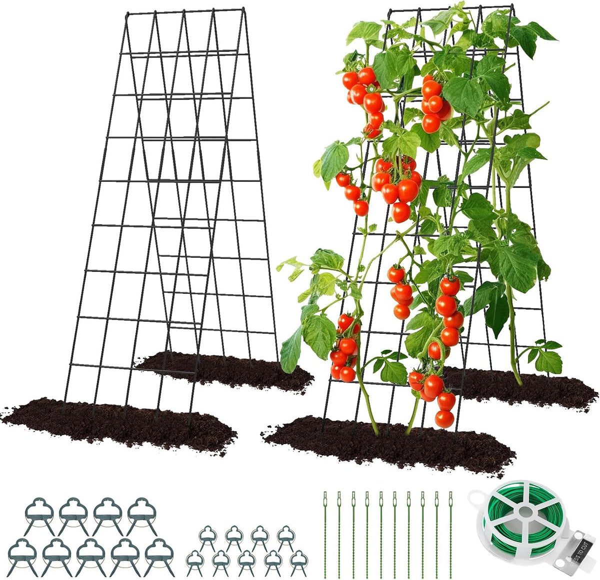 Cucumber Trellis for Raised Bed, Garden Trellis 16.5 x 40 Inch, Green