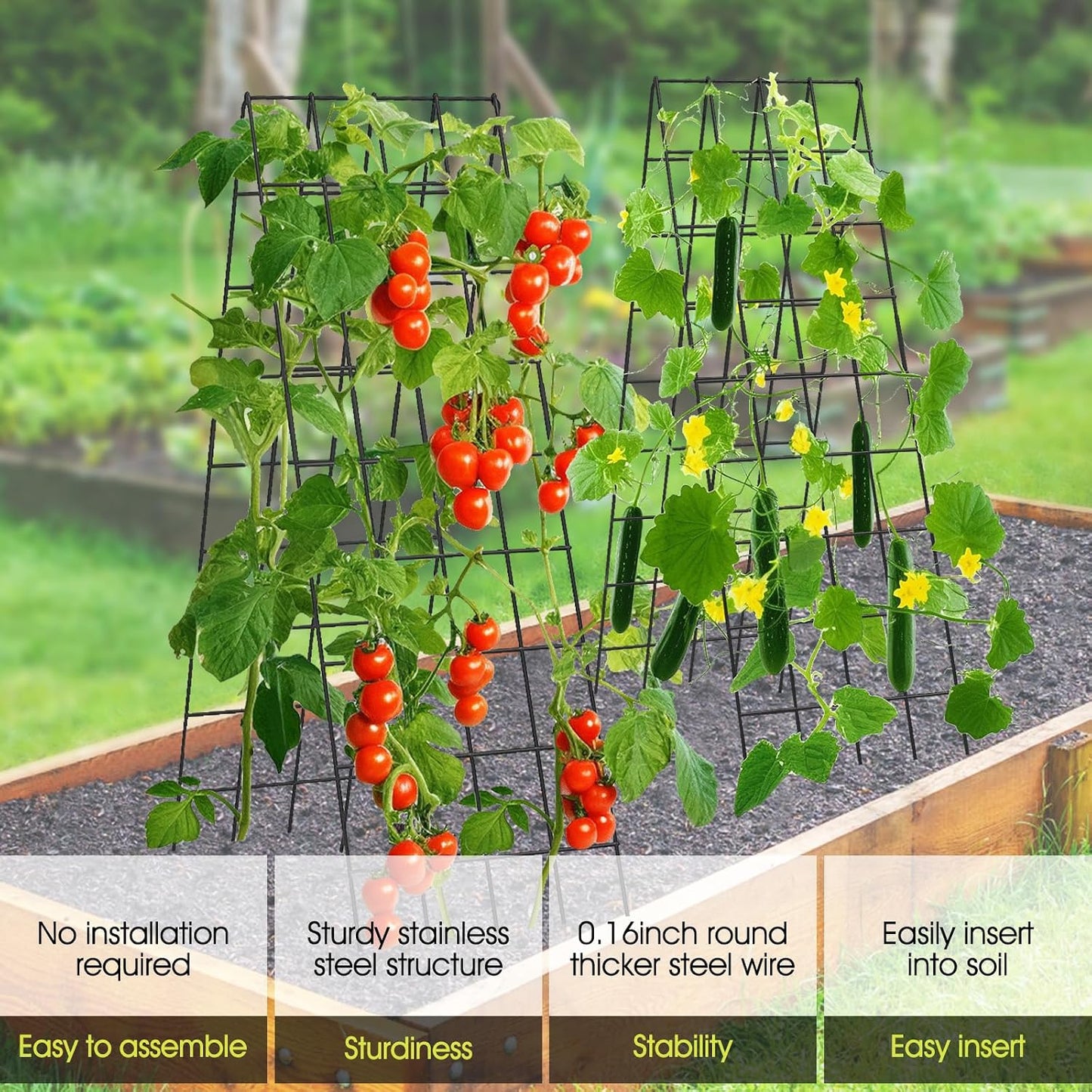 Cucumber Trellis for Raised Bed, Garden Trellis 16.5 x 40 Inch, Green
