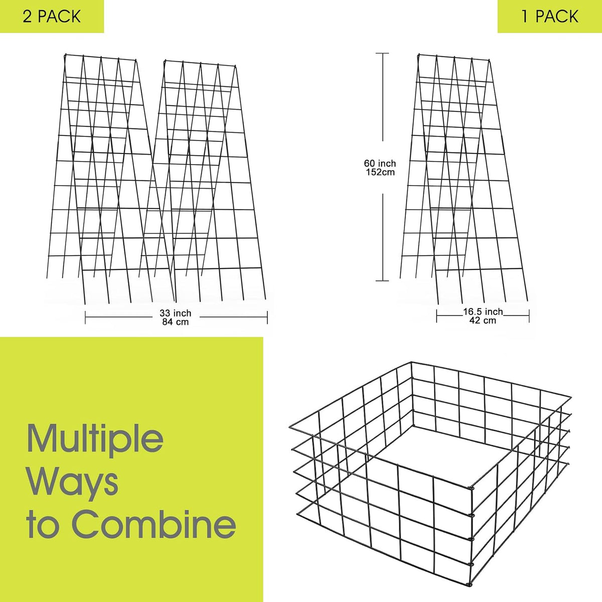 Cucumber Trellis for Raised Bed, Garden Trellis 16.5 x 40 Inch, Green