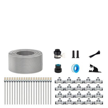 49FT Drip Irrigation Kits,Quick Connector Automatic Irrigation System,with Replaceable Bending Dropper,atomizing Copper Nozzle for Watering System for Garden Plant Lawn Patio. (15M+12Nozzles)