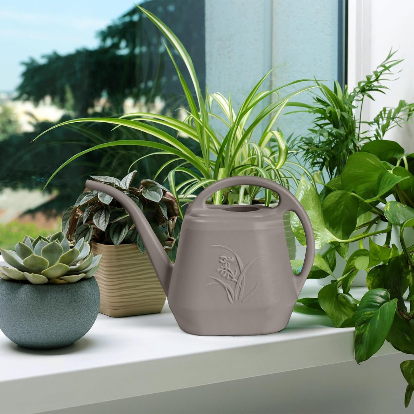 Plastic Watering Can - for Indoor and Outdoor Plant - 1/2 Gallon - Wine Red