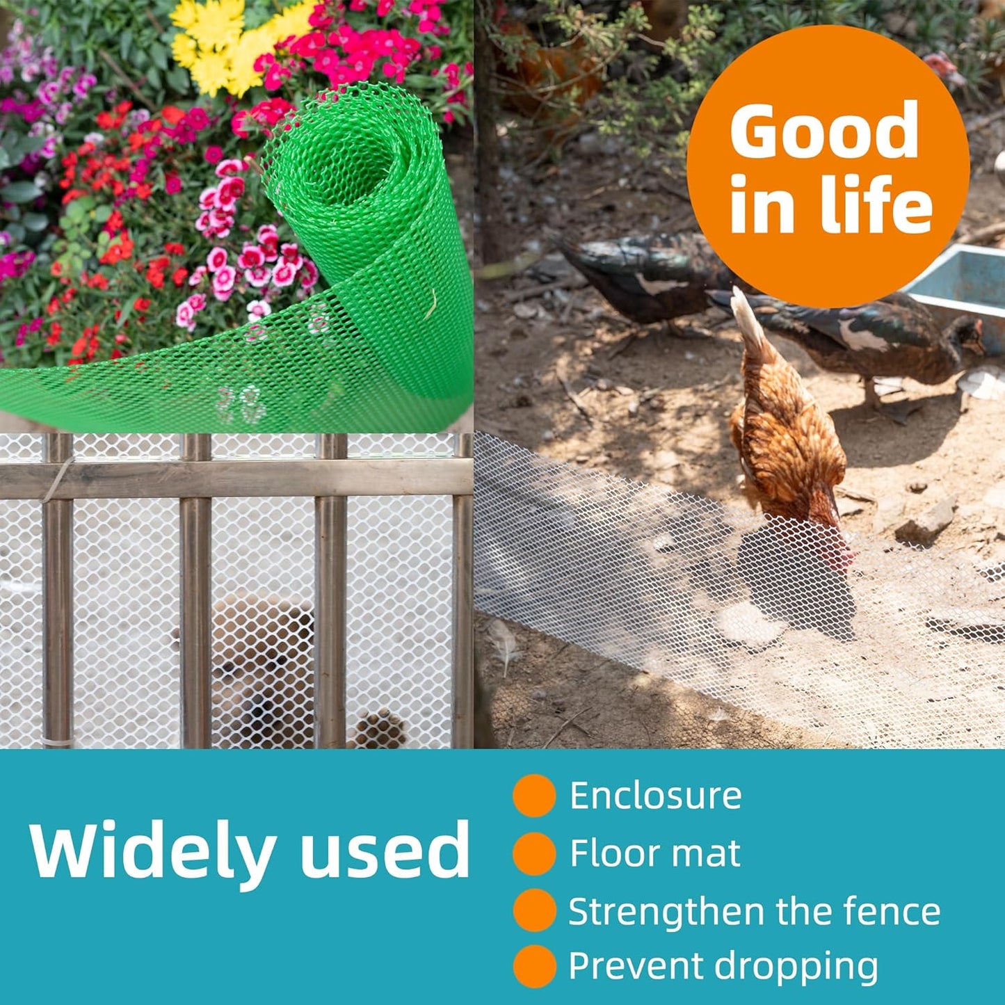 Pet & Garden Safeguard - 15.7IN x 16.4FT Roll - Black Plastic Netting, Multi-Use Decorative Fencing for Poultry, Dogs, Rabbits,Chicken and Snake Barrier