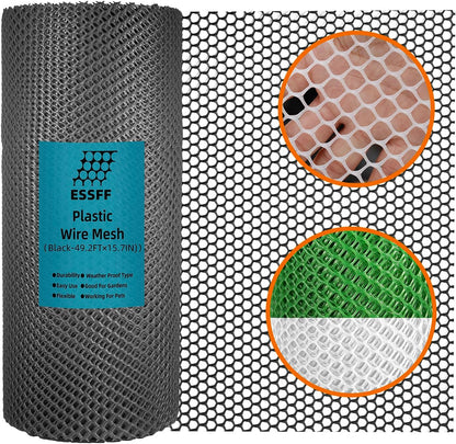 Pet & Garden Safeguard - 15.7IN x 16.4FT Roll - Black Plastic Netting, Multi-Use Decorative Fencing for Poultry, Dogs, Rabbits,Chicken and Snake Barrier