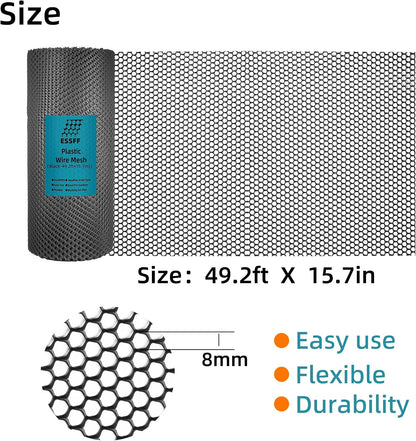 Pet & Garden Safeguard - 15.7IN x 16.4FT Roll - Black Plastic Netting, Multi-Use Decorative Fencing for Poultry, Dogs, Rabbits,Chicken and Snake Barrier