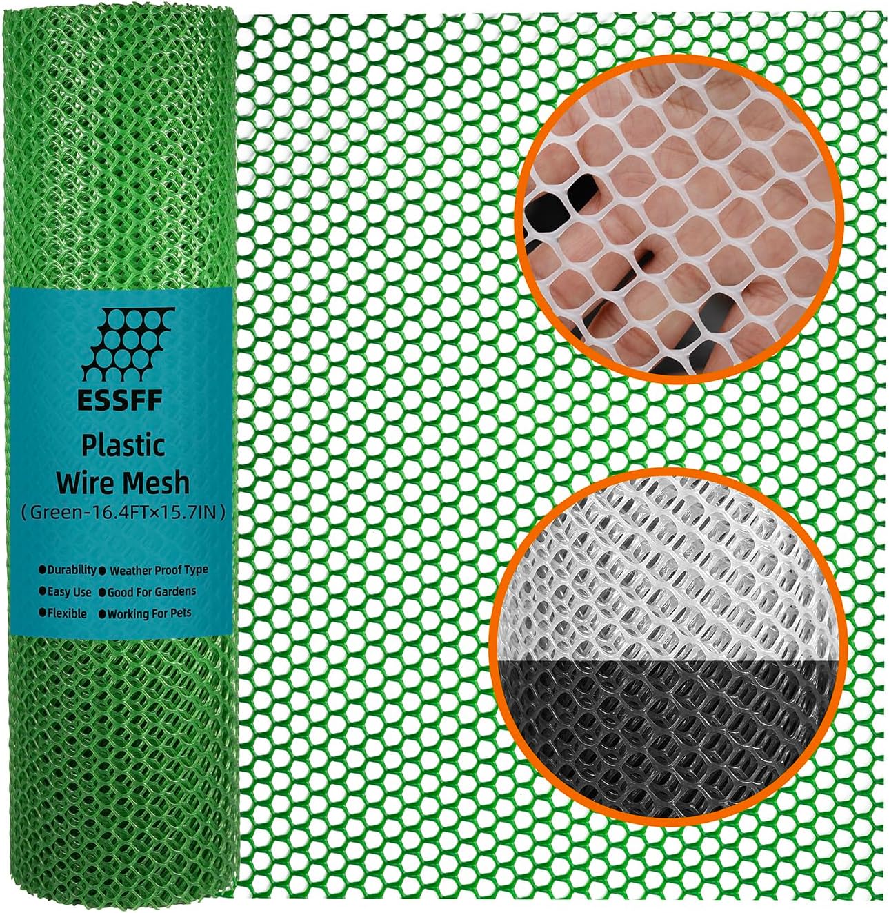 Pet & Garden Safeguard - 15.7IN x 16.4FT Roll - Black Plastic Netting, Multi-Use Decorative Fencing for Poultry, Dogs, Rabbits,Chicken and Snake Barrier