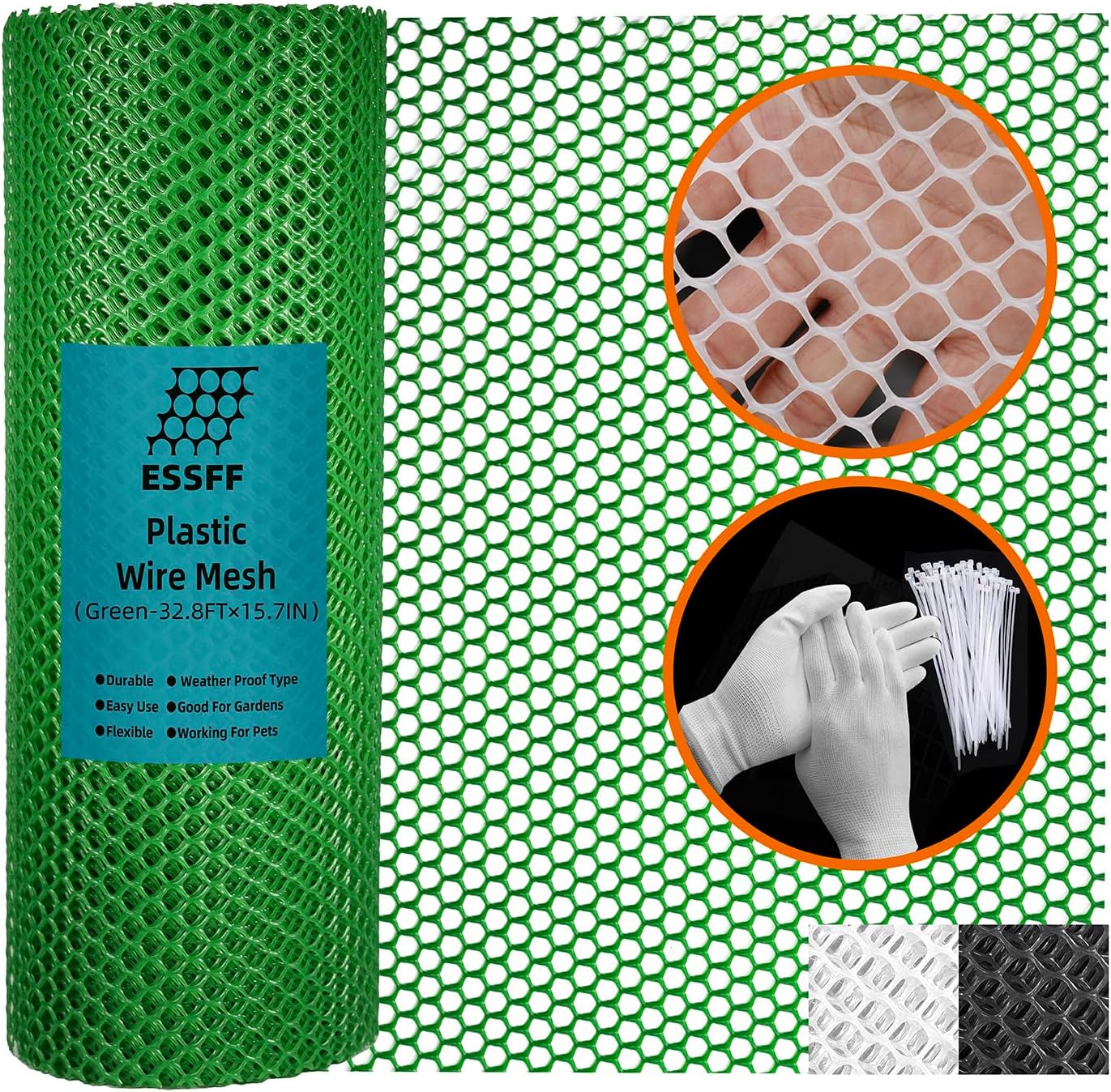 Pet & Garden Safeguard - 15.7IN x 16.4FT Roll - Black Plastic Netting, Multi-Use Decorative Fencing for Poultry, Dogs, Rabbits,Chicken and Snake Barrier