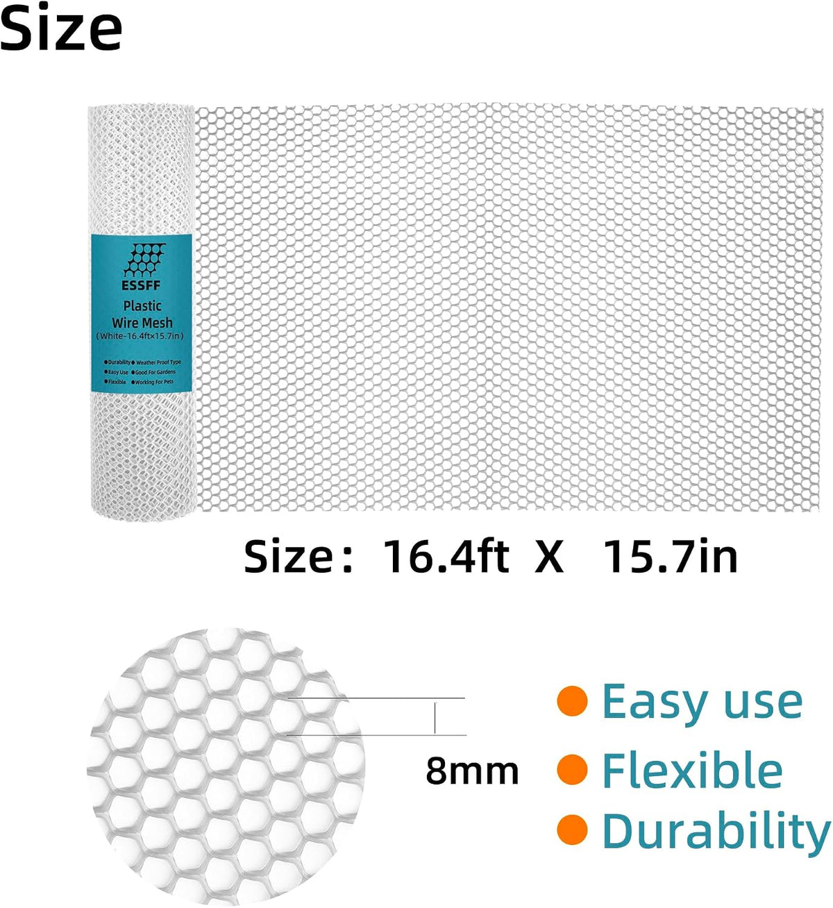 Pet & Garden Safeguard - 15.7IN x 16.4FT Roll - Black Plastic Netting, Multi-Use Decorative Fencing for Poultry, Dogs, Rabbits,Chicken and Snake Barrier