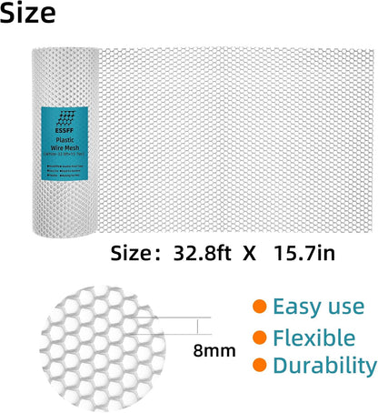 Pet & Garden Safeguard - 15.7IN x 16.4FT Roll - Black Plastic Netting, Multi-Use Decorative Fencing for Poultry, Dogs, Rabbits,Chicken and Snake Barrier