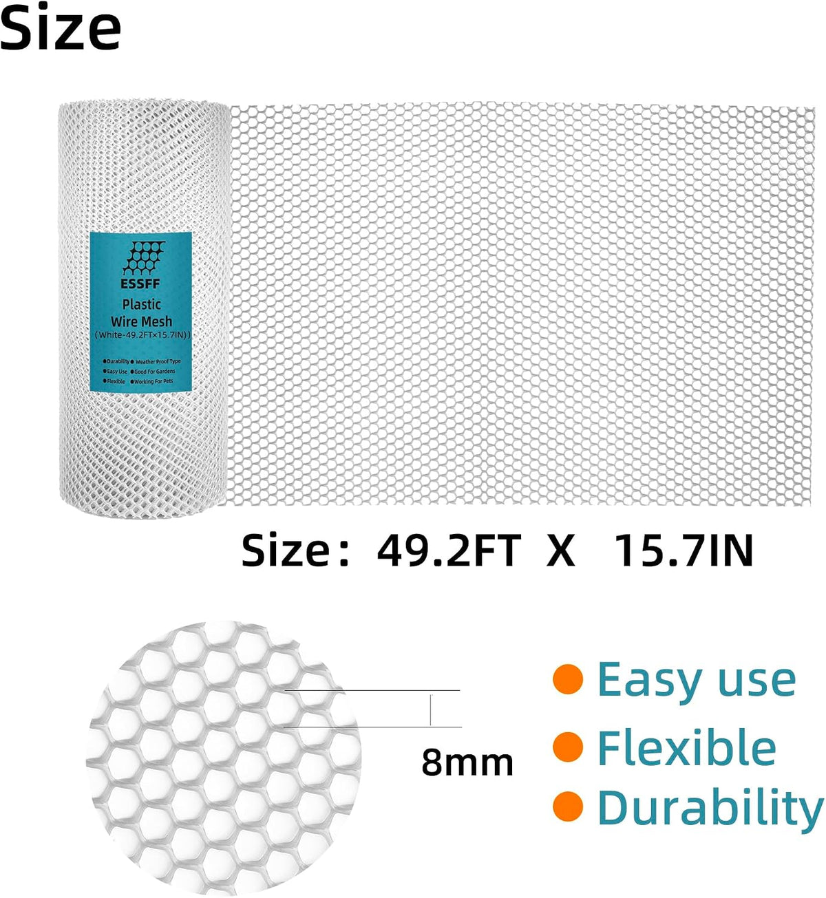 Pet & Garden Safeguard - 15.7IN x 16.4FT Roll - Black Plastic Netting, Multi-Use Decorative Fencing for Poultry, Dogs, Rabbits,Chicken and Snake Barrier