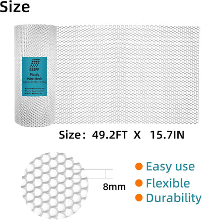Pet & Garden Safeguard - 15.7IN x 16.4FT Roll - Black Plastic Netting, Multi-Use Decorative Fencing for Poultry, Dogs, Rabbits,Chicken and Snake Barrier