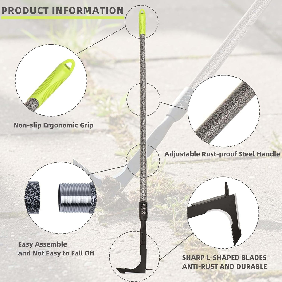 Crack Weeder, Long Handle Crevice Weeding Tool, 48" Weeder Tool