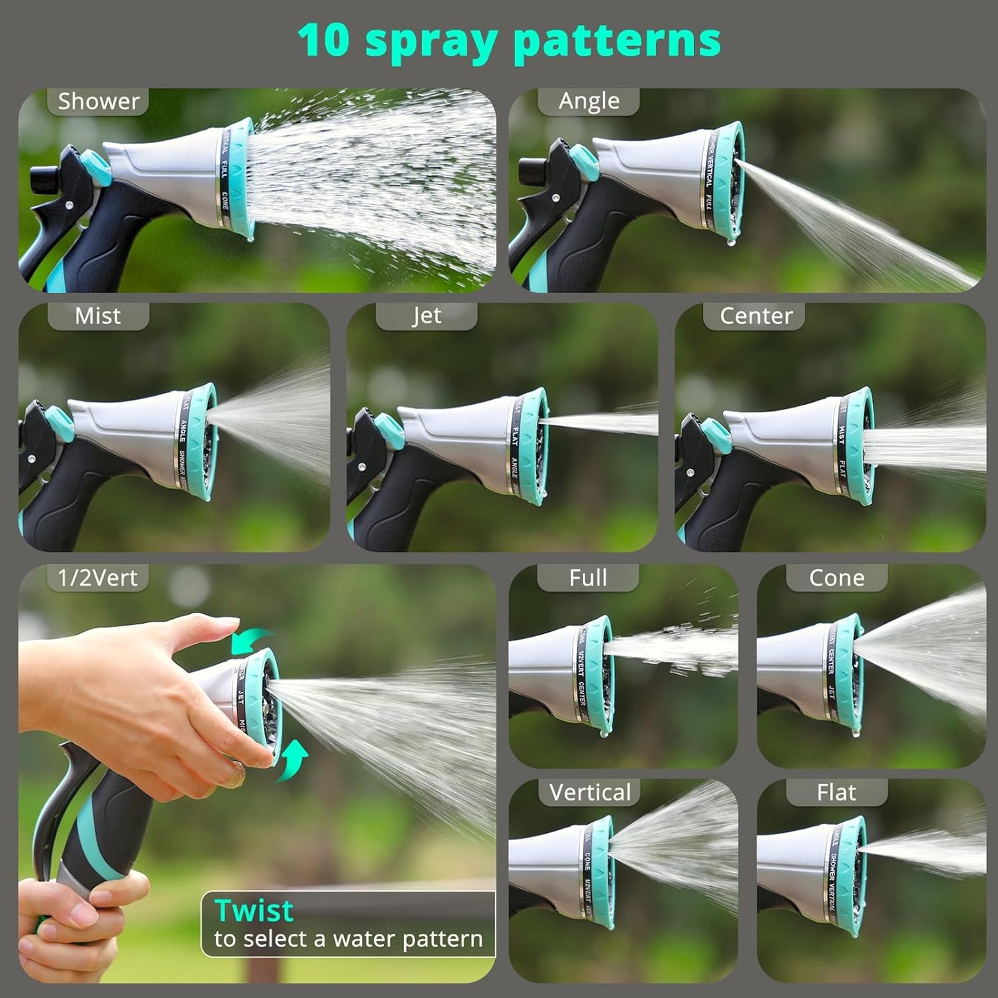 Metal Garden Hose Nozzle, Heavy Duty Water Hose Sprayer, Leak Proof