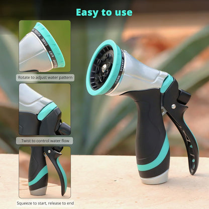 Metal Garden Hose Nozzle, Heavy Duty Water Hose Sprayer, Leak Proof