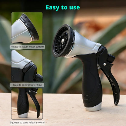 Metal Garden Hose Nozzle, Heavy Duty Water Hose Sprayer, Leak Proof