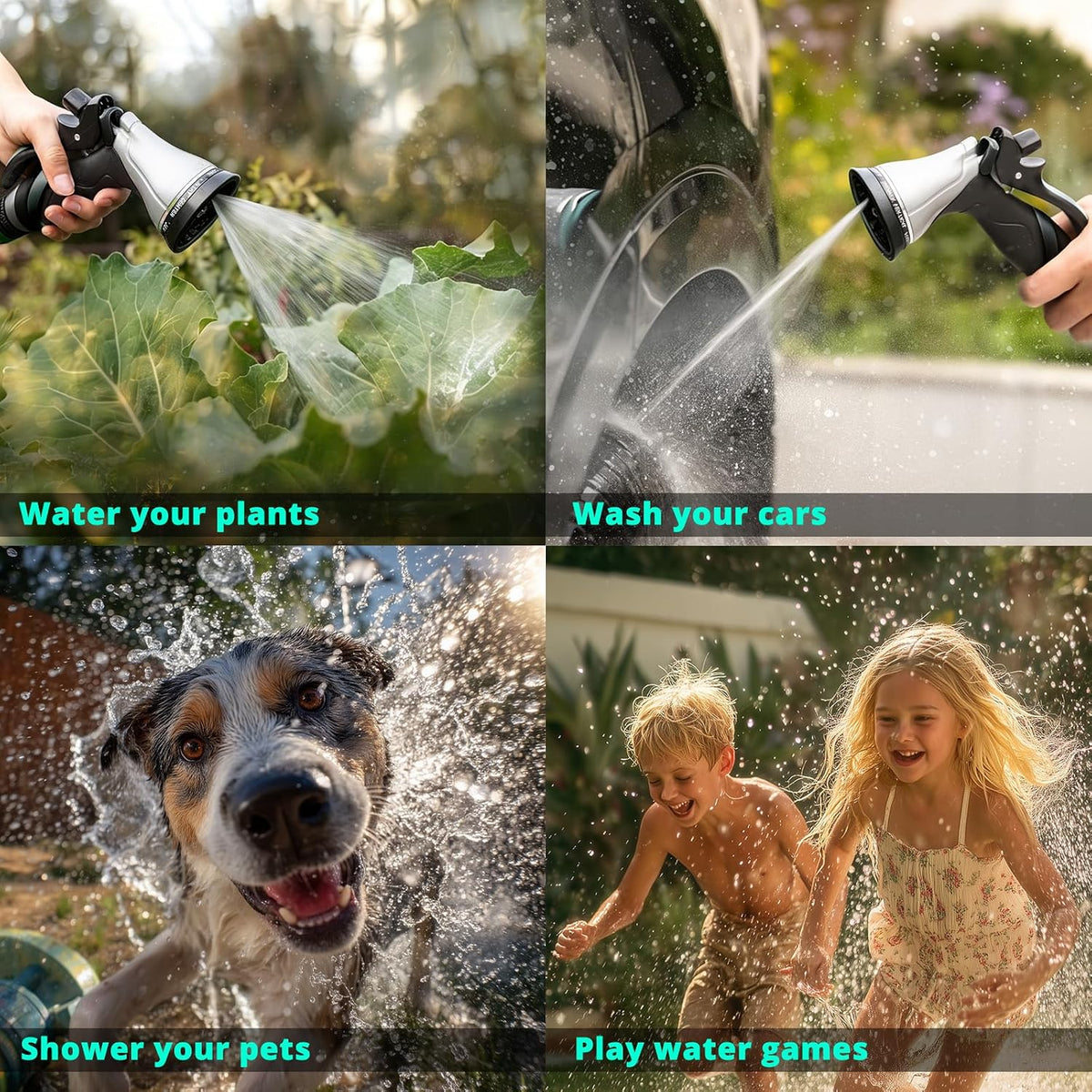 Metal Garden Hose Nozzle, Heavy Duty Water Hose Sprayer, Leak Proof