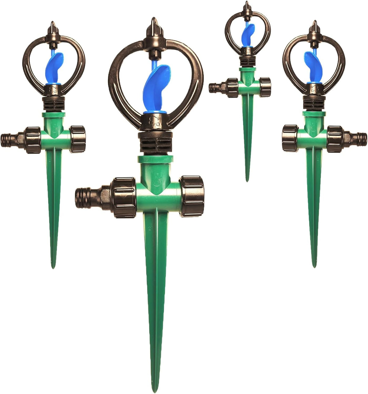 4PCS Sprinklers for Yard,Water Sprinkler for Lawn,360 Degrees Automated Rotating Watering,Made of ABS Crack Resistant Material,for Gardens,Lawns,Yards and Irrigation System（Green）