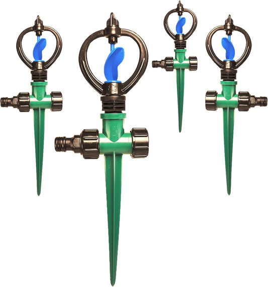 4PCS Sprinklers for Yard,Water Sprinkler for Lawn,360 Degrees Automated Rotating Watering,Made of ABS Crack Resistant Material,for Gardens,Lawns,Yards and Irrigation System（Green）
