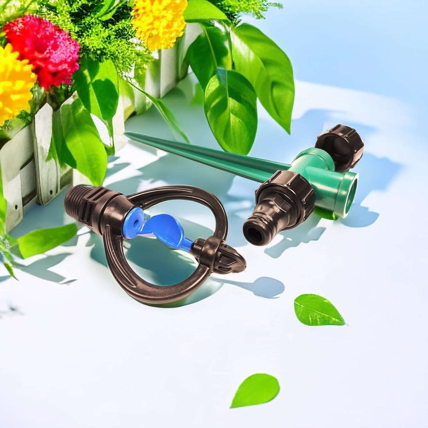 4PCS Sprinklers for Yard,Water Sprinkler for Lawn,360 Degrees Automated Rotating Watering,Made of ABS Crack Resistant Material,for Gardens,Lawns,Yards and Irrigation System（Green）