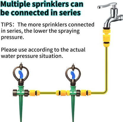 4PCS Sprinklers for Yard,Water Sprinkler for Lawn,360 Degrees Automated Rotating Watering,Made of ABS Crack Resistant Material,for Gardens,Lawns,Yards and Irrigation System（Green）