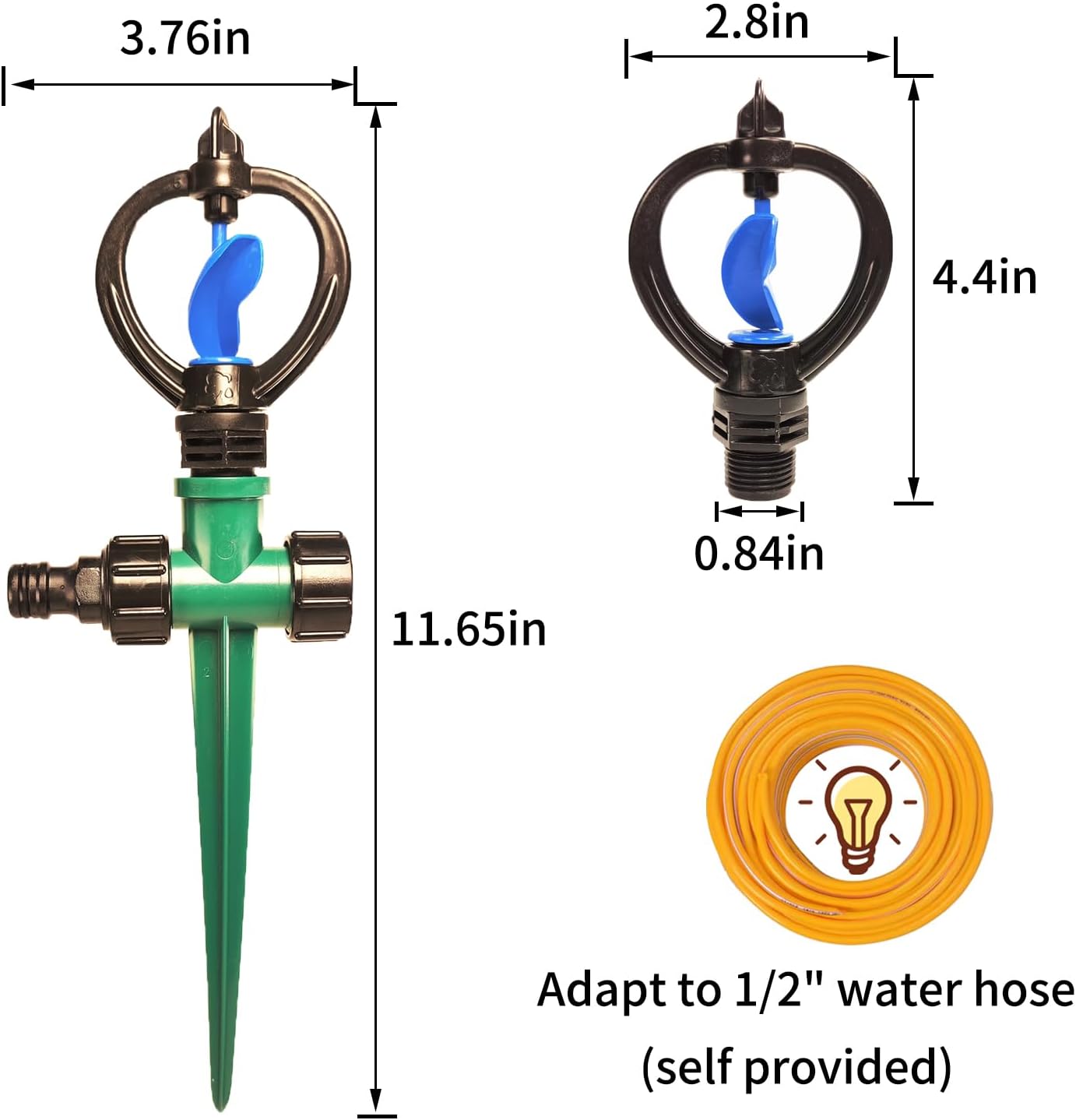 4PCS Sprinklers for Yard,Water Sprinkler for Lawn,360 Degrees Automated Rotating Watering,Made of ABS Crack Resistant Material,for Gardens,Lawns,Yards and Irrigation System（Green）