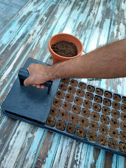 We are the Original 24-Hole Soil Digger and Seed Spacer for Planting Seeds | New Garden Tool, Gift for Gardener | Original USA Design and Patent Pending